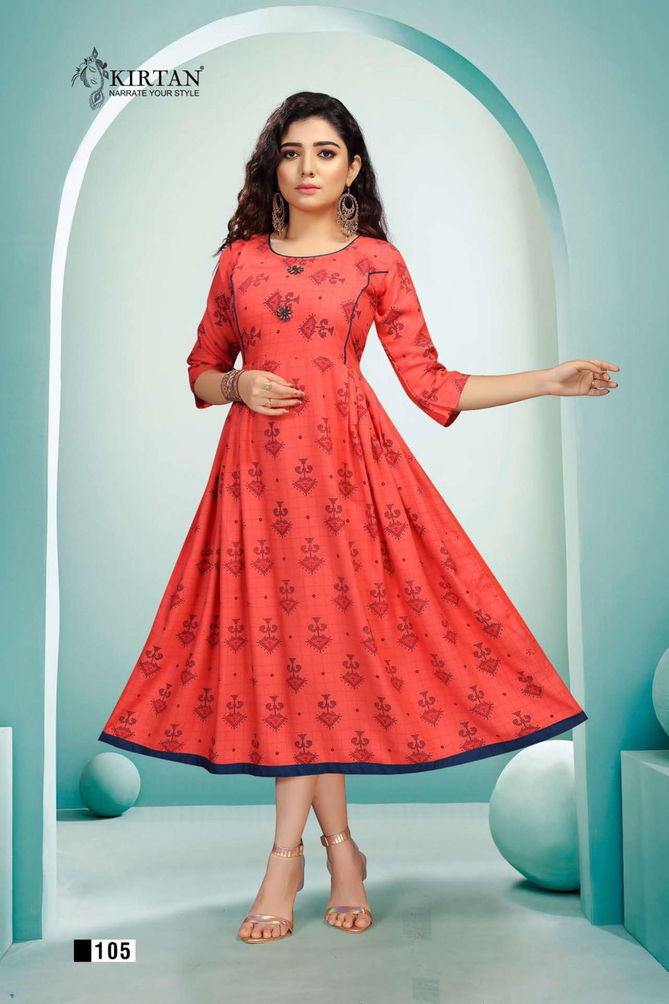 Kirtan Nitya Latest Designer Ethnic Wear Rayon Anarkali Kurti Collection